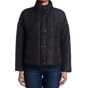 THREAD & SUPPLY | High Collar Quilted Black Full Zip & Snap Puffer Jacket Size M